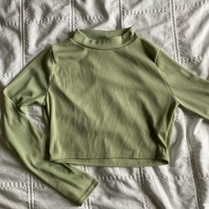 Sage green long sleeve crop top